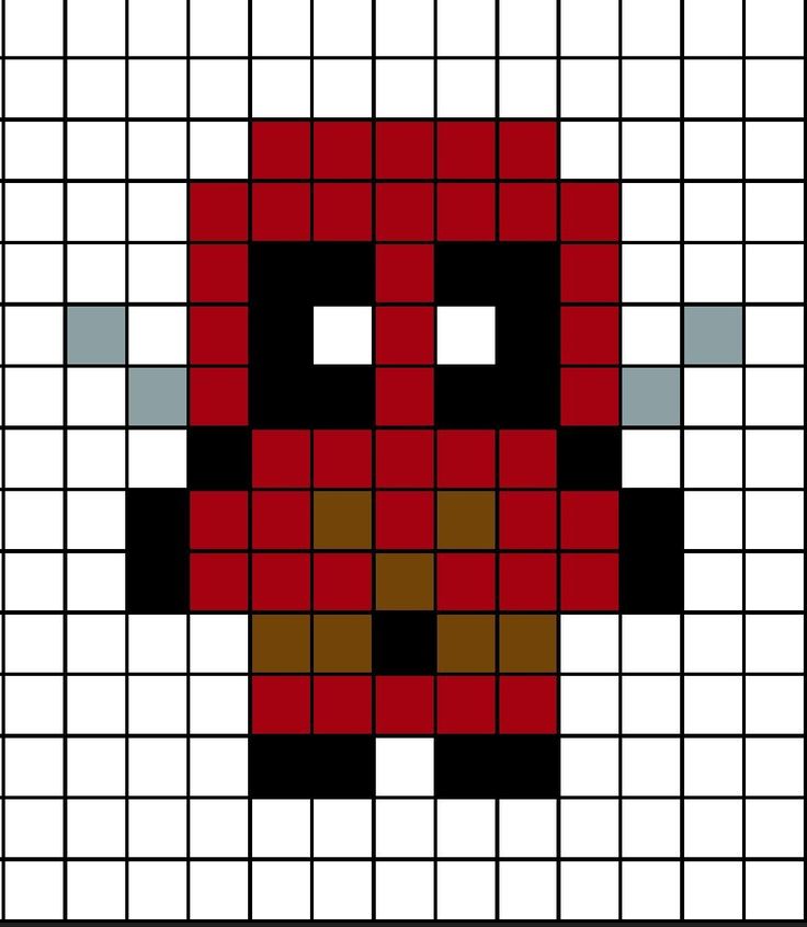 A small pixel art template of Dead-pool. Superhero Perler Bead Patterns, Hama Beads Small Patterns, Small Pixel Art Ideas, Small Perler Bead Patterns, Tiny Pixel Art, Small Pixel Art, Pixel Beads, Easy Perler Beads Ideas, Fuse Bead Patterns