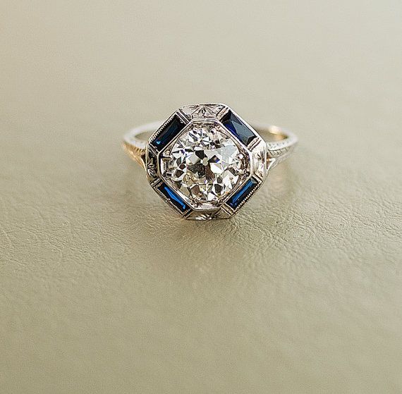 an antique diamond and sapphire ring