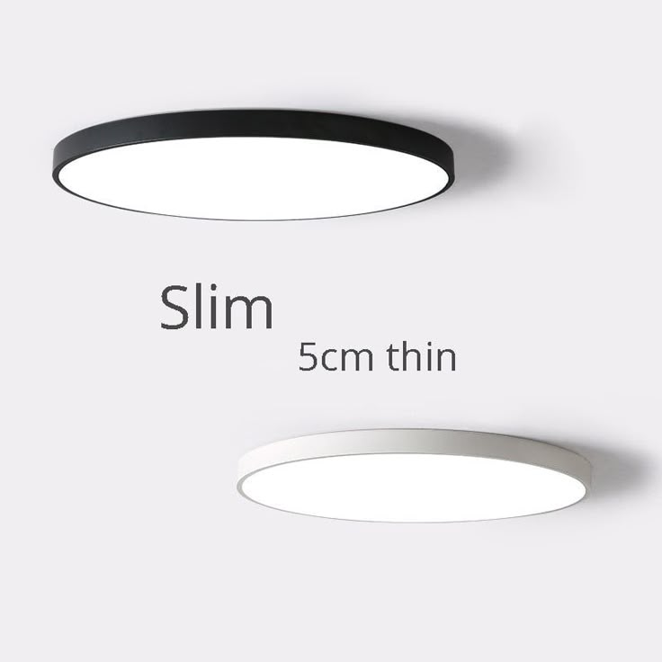 two circular lights are shown on the wall and below them is an area for text that reads slim, 5cm thin