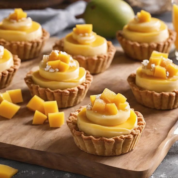 small cupcakes with cheese frosting on a cutting board