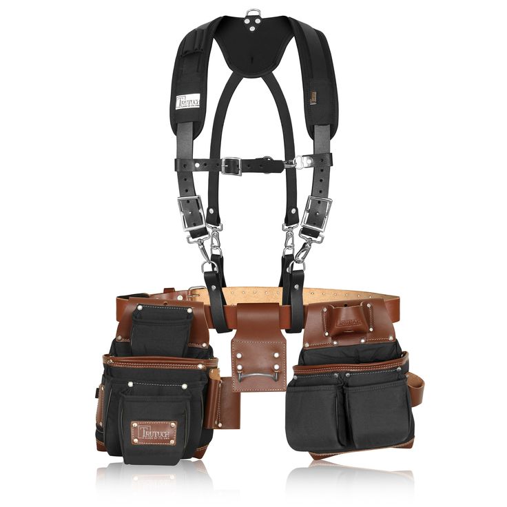 This Package has 2 Items: 1: Nylon & Leather Tool Belt 2: Leather Work Suspender  This Belt Tool Pouch is Double layered Nylon with exclusive Top Grain leather Tool Belt. Total 22 Pockets of this Extremely Abrasion Resistant durable Nylon Tool Belt. This Construction Belt is light weighted and has Foam padded belt which is adjustable to fit waist sizes from 30 to 47 inches. Belt thickness is 4 mm-4.50 mm.  Total 22 pockets and tool holders are in this tool belt. 1 Belt, 1 Hammer holder & small s Carpenter Belt, Hammer Holder, Electrician Tool Bag, Leather Tool Belt, Tool Holders, Work Belt, Tooled Leather Bag, Tool Bags, Tool Pouch