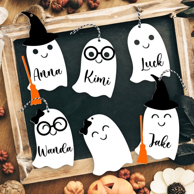 Custom Halloween Basket Tags Halloween Name Tags, Cubby Tags, Newborn Congratulations, Boo Baskets, Halloween Basket, Halloween Names, Basket Tags, Halloween Baskets, Baby Announcement Cards