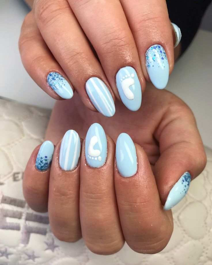 #babyboynails Baby Shower Nails For Boys, Baby Boy Acrylic Nails, Nails For Baby Boy Arrival, Boy Mom Nails, Baby Boy Shower Nails, Boy Baby Shower Nail Ideas, Baby Boy Nails Designs, Hospital Nails, Baby Boy Nail Ideas