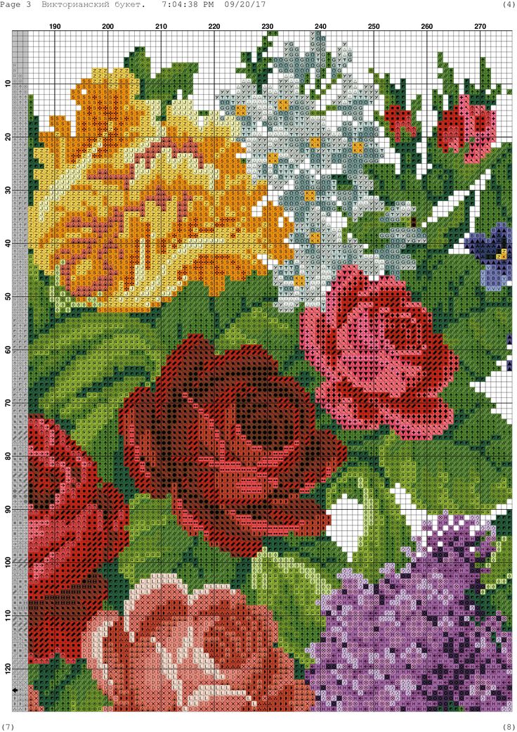 a cross stitch pattern with flowers on it