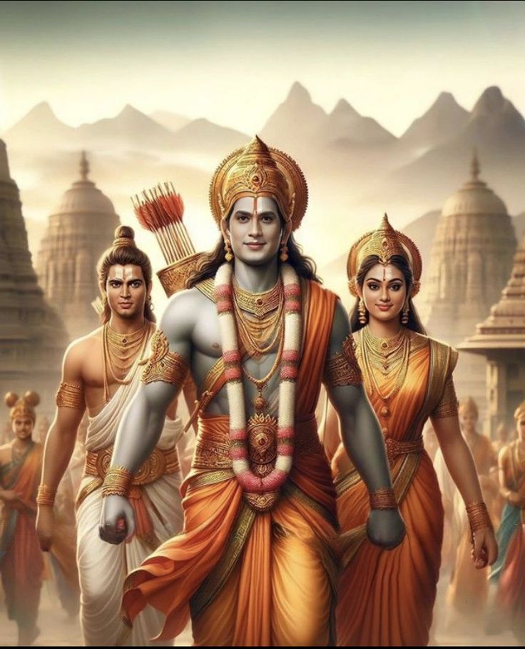 the three avatars of lord rama and his attendants