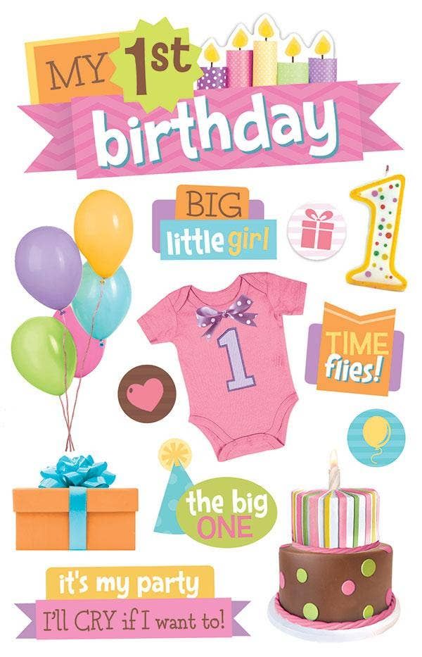 This 1st Birthday Girl 3D Sticker is a great way to embellish your craft projects! Our dimensional stickers are best-sellers that take your scrapbooking, cardmaking, and more to a whole new level! They feature fantastic embellishments such as glitter, foil, rhinestones, epoxy, glossy accents, and more. Acid and lignin free for a long-lasting effect- sheet size is 4.5"x7". 1st Birthday Boy, Boys Sticker, Paper House, 3d Stickers, 1st Birthdays, Baby Scrapbook, Scrapbook Embellishments, 1st Boy Birthday