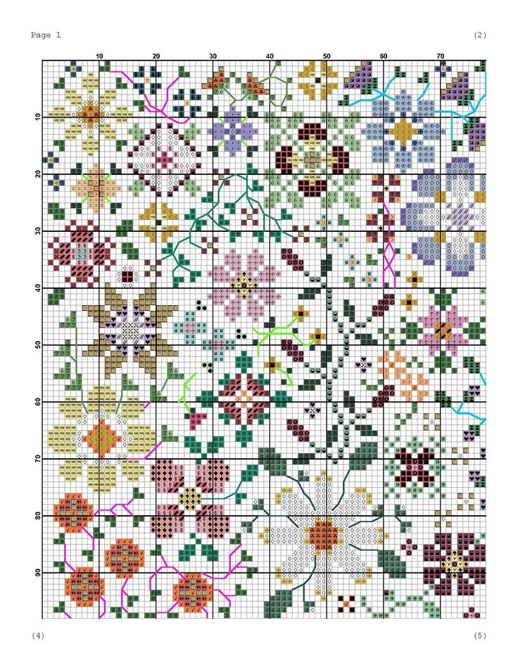 a cross stitch pattern with flowers on it