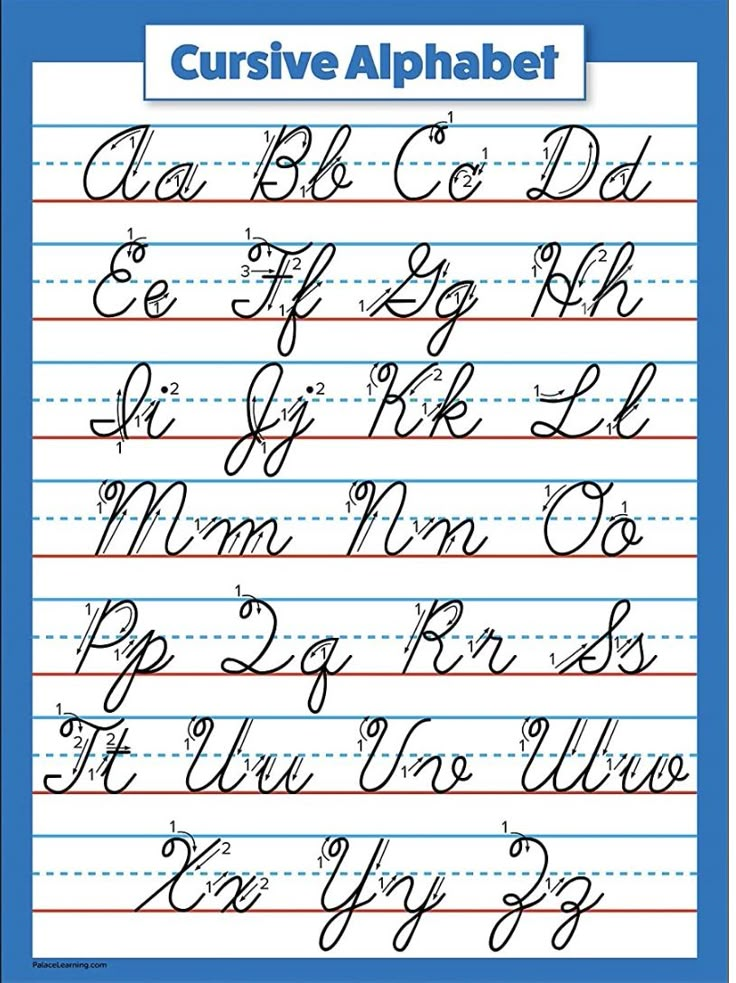 the cursive alphabet is shown in this handwritten handwriting book, which shows how to