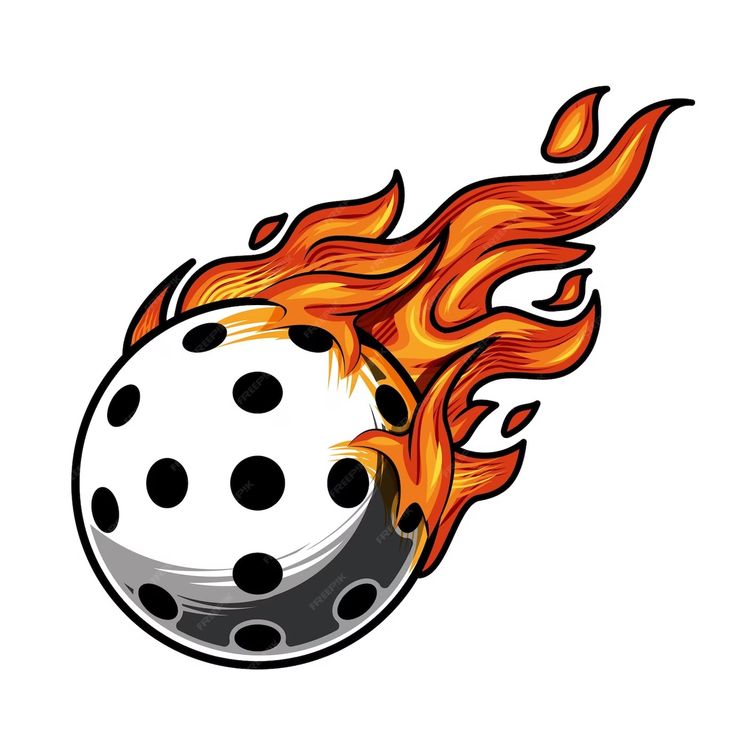 a bowling ball with flames coming out of it