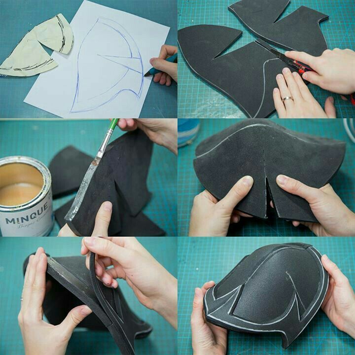 the steps to make a paper mask with scissors