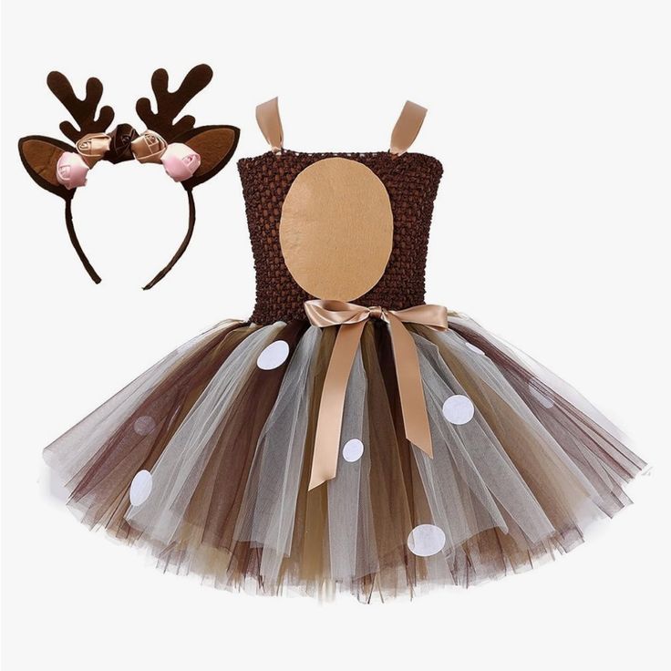 See Pics Christmas Dress For Kids, Girl Deer Costume, Deer Costumes, Clothes Brown, Christmas Tutu Dress, Kids Halloween Costumes, Reindeer Dress, Toddler Costumes Girl, Girls Christmas Dress