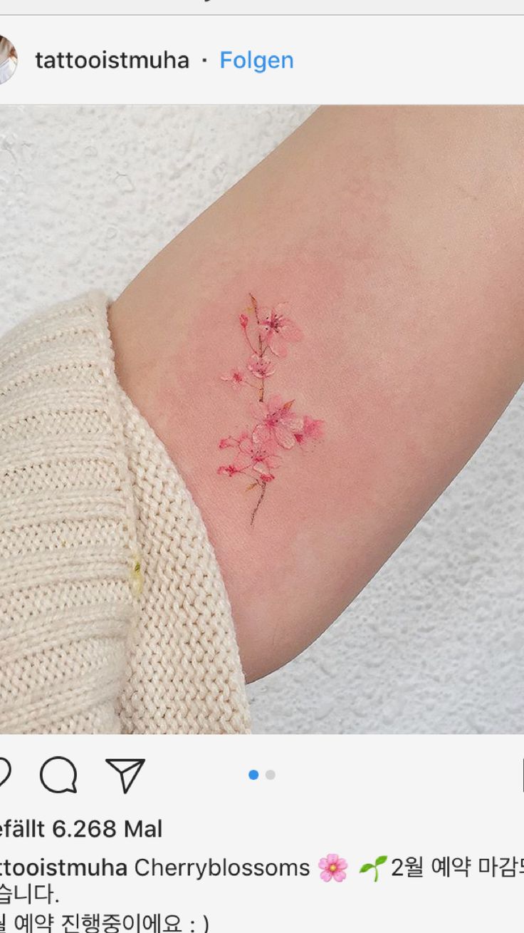 Light Pink Tattoo Ink, White And Pink Tattoo, Pink Moon Tattoo, Cherry Blossom Tattoo Minimalist, Light Pink Tattoo, Thin Line Tattoos, Pink Tattoo, Classy Tattoos, Discreet Tattoos