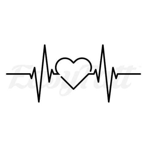 Heart Lines Tattoo, Heart And Heartbeat Tattoo, Heartbeat Heart Tattoo, Heartbeat Line Tattoo, Heart Line Tattoo Design, Heart With Heartbeat Tattoo, Ekg Heart Tattoo, Pulse Tattoo Heartbeat, Heartbeat Tattoo Designs For Women