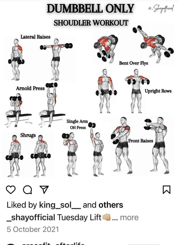 the dumbbell only shoulder workout chart shows how to do one - handed dumbbells