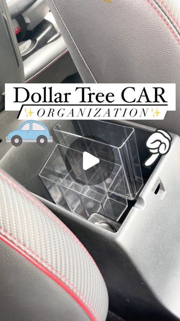 the interior of a car with dollar tree car organization on it's center console