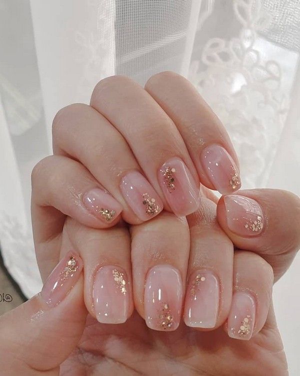 Spring Summer Pastel Neutral Nail Art Designs , nail art design ideas,wedding nails with glitter, coffin nail art designs, bridal nails,nail art for wedding,nail ideas for bride,wedding nails natural, wedding nails, wedding nails bridesmaids, wedding nails coffin,wedding nails acrylic,wedding nails i do,wedding nails french #nail #nailart #weddingnails #bridenails Simple Gold Flake Nails, Simple Japanese Nail Art, Blush Bridal Nails, Wedding Pedicure For Bride, Simple Wedding Guest Nails, Glitter Manicure Ideas, Bridesmaid Nails Wedding Neutral, Nails Wedding Bride, Nails For Engagement