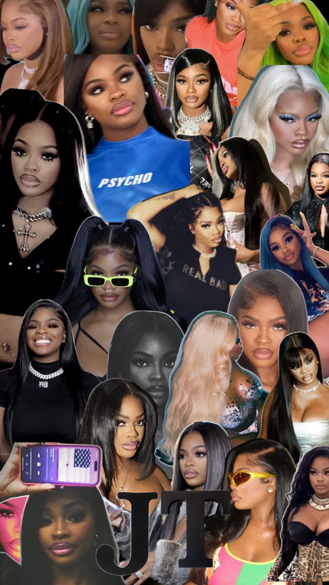 a collage of black women with different hair colors and hairs styles, all wearing sunglasses