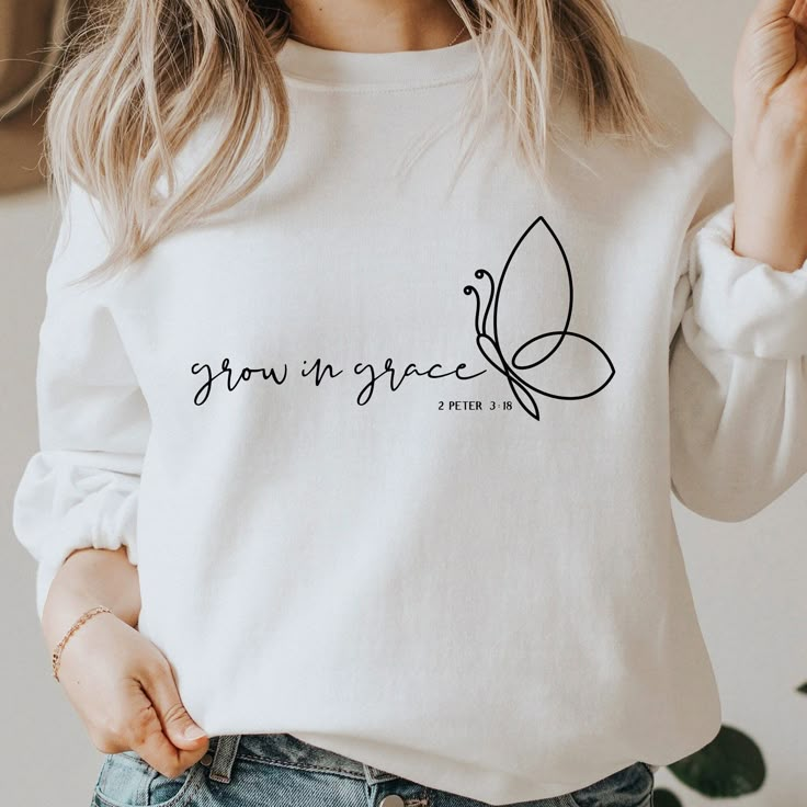 Cute Shirts Png, Personalized Sweater, Christian Shirts Designs, Grow In Grace, Cute Shirt Designs, Couple Outfits, Christian Clothing, Christian Shirts, Country Outfits