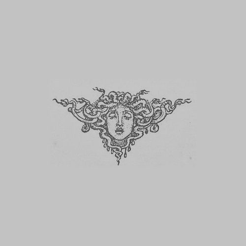 a black and white drawing of a woman's face with ornate designs on it