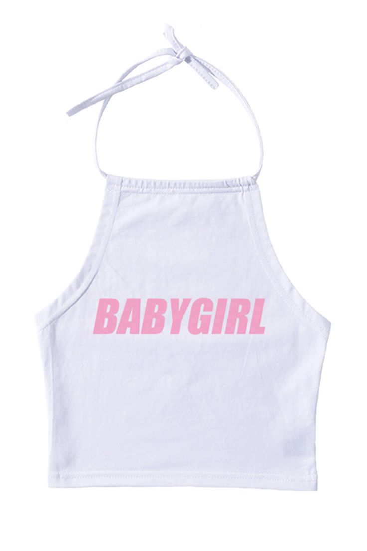 Babygirl Halter Neck Top for Women Nymph Baddie Aesthetic Y2k Cotton Tank Top For Streetwear, Y2k Cotton Tank Top With Letter Print, Chic Cotton Crew Neck Tank Top, Trendy Cotton Graphic Print Tank Top, Trendy Cotton Tank Top With Graphic Print, Chic Crew Neck Cotton Tank Top, Y2k Cotton Crew Neck Tank Top, Y2k Crew Neck Cotton Tank Top, Y2k Style Cotton Crew Neck Tank Top