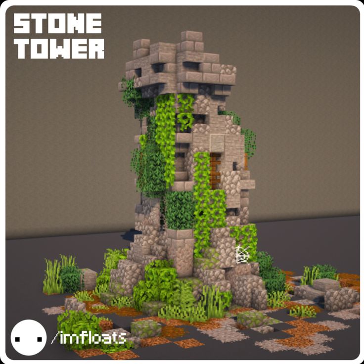 a stone tower with plants growing out of it