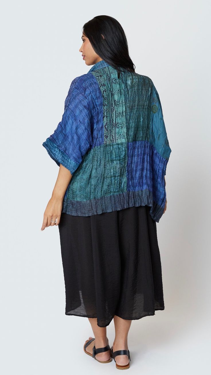 This simple and stunning piece will transform your solid basics into a special occasion outfit. Lightweight, rich layering color for all seasons, and utterly gorgeous wrinkled. Toss these special pieces in your luggage for travel and plan for beautiful outings in your future! Measures approximately 29" from shoulder seam to hem. The marigold kimono is shown here with our Recycled Silk and Jumka Necklace . Add a necklace, scarf or shawl and double the impact and dimension of this beautiful look. Recycled Kimono, Necklace Scarf, Silk Halter Dress, Occasion Outfit, Special Occasion Outfits, Heritage Collection, Naturally Beautiful, Vintage Silk, Hip Length