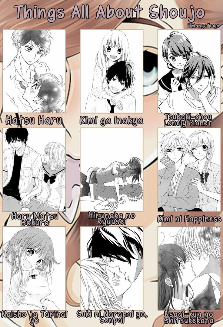 some anime characters with different expressions on their faces and the words, things all about shojo