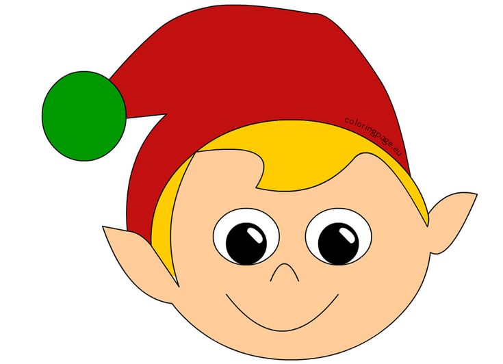 an elf's head with a green ball on it and a red santa hat