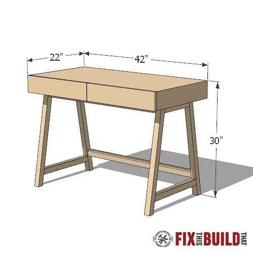 DIY Modern Desk Plans - Fix This Build That LLC Diy Modern Desk, Standing Desk Plans, Closet Organizer Plans, Diy Desk Plans, Pocket Holes, Diy Desktop, Diy Storage Rack, Woodworking Desk, Desk Plans