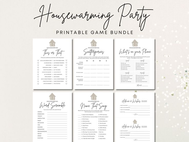 the housewarming party printable game bundle