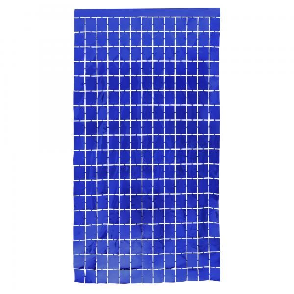 a blue towel with white squares on the front and back of it, against a white background