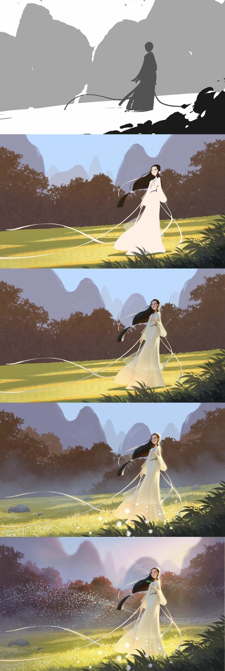 the storyboard for disney's beauty and the beast is shown in three different stages