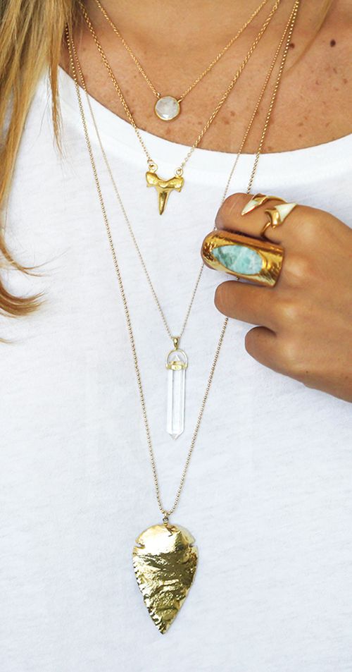 all layered up! | kei jewelry Kei Jewelry, Romantic Date, Shark Tooth, Best Jewelry Stores, Glitz And Glam, A Rock, Up Girl, Gold Plated Jewelry, Cute Jewelry