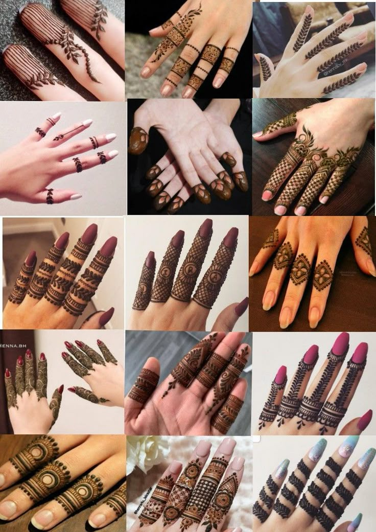 many different images of henna designs on hands