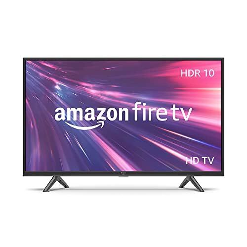 the fire tv is shown with an amazon logo on it and purple lights in the background