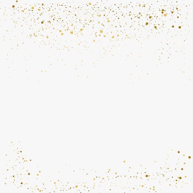 a white and gold background with lots of small golden confetti on the corner