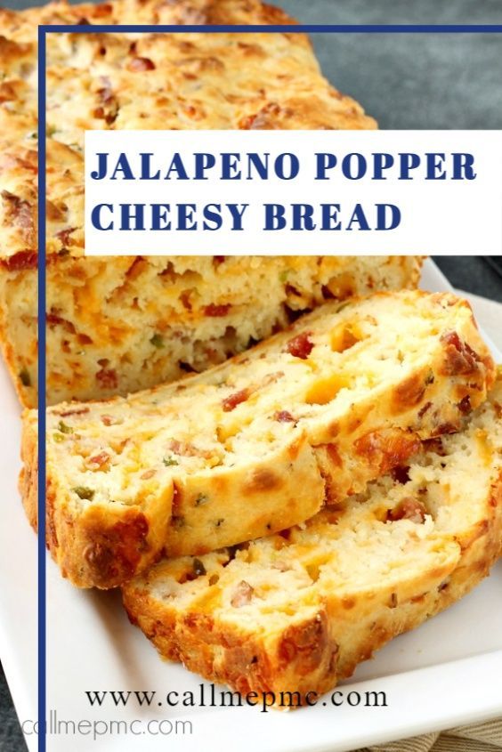 jalapeno popper cheesy bread on a white plate with text overlay