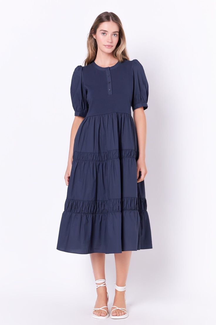 ENGLISH FACTORY-Mixed Media Midi Dress-DRESSES available at Objectrare Summer Style Guide, Casual Party Dresses, Maxi Dress Sale, Best Of Both Worlds, Navy Midi Dress, Tiered Midi Dress, Fashion Night, Pink Maxi Dress, Feminine Look