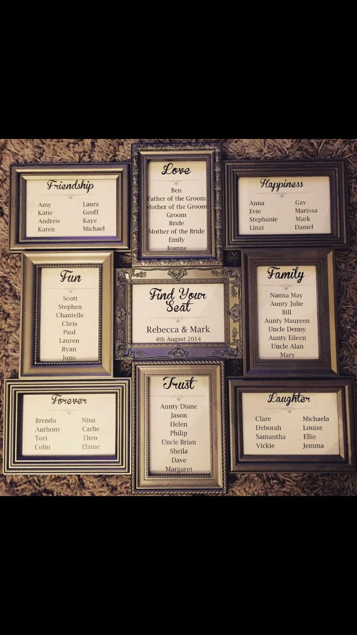 there are many frames with names on them