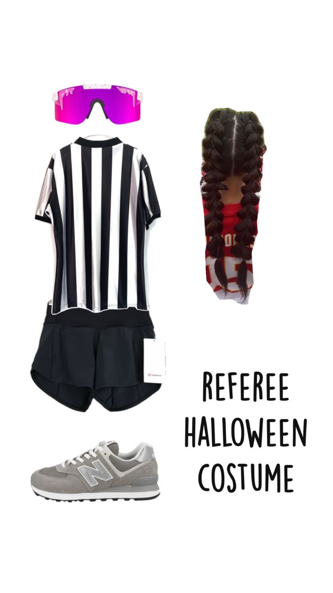 the referee halloween costume is next to an image of a pair of shoes and sunglasses