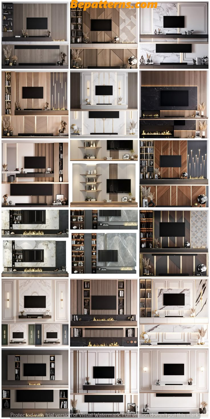 a series of photos showing different types of kitchen cabinets and cupboards in various styles