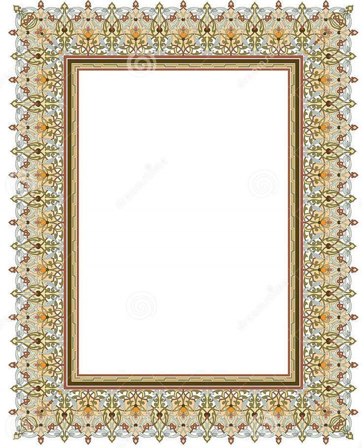 an ornate gold and white frame on a white background stock photo - image 34987