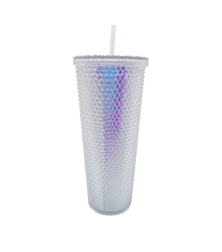 a plastic cup with a straw in it