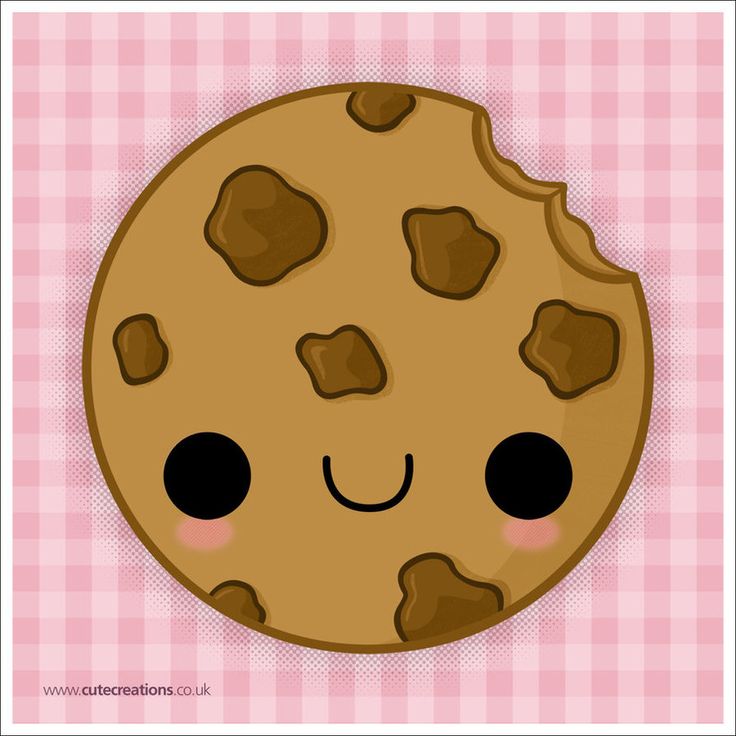 a cookie with chocolate chips on it's face