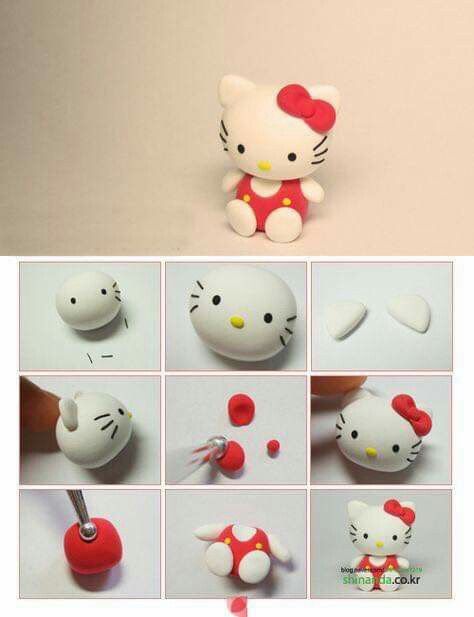 there are many pictures of hello kitty figurines