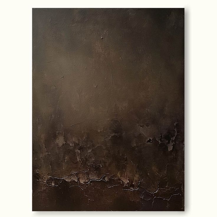 an abstract painting with black and brown colors