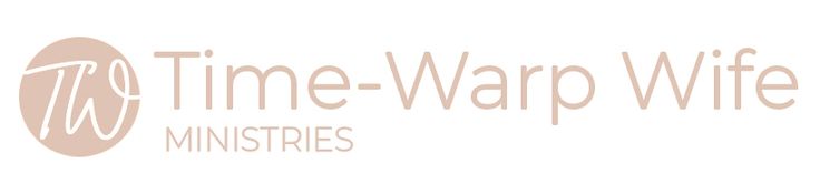 the time - warp wife logo is shown on a white background with pink and gray letters