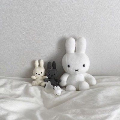 two stuffed animals sitting on top of a bed next to each other in front of a white wall