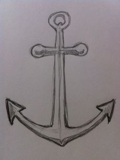 an anchor drawn in pencil on paper