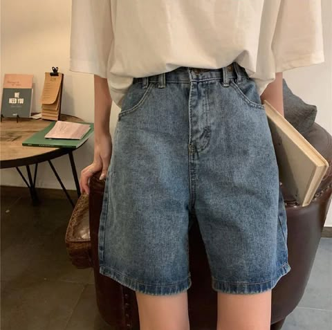 High Waist Knee Length Shorts Jeans Pants – Nada Outfit Land Girls Streetwear, Preppy Girls, Streetwear Mode, Knee Length Shorts, Cute Winter Outfits, Stylish Clothes For Women, Denim Details, High Waisted Shorts Denim, Casual Winter Outfits